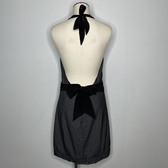 Halter Dress Womens 3 Gray Houndstooth Waitress Pants Dress Unique Career Office - Picture 3 of 12